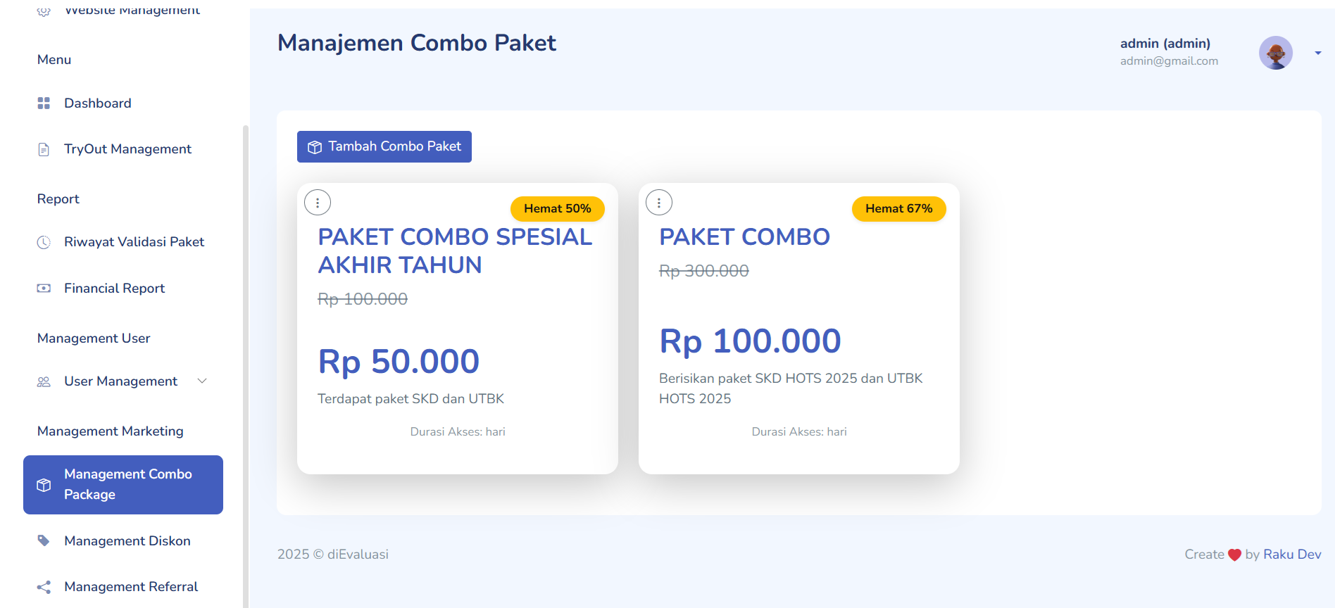Manajemen Paket Kombo - Buat Paket Bundel Tryout