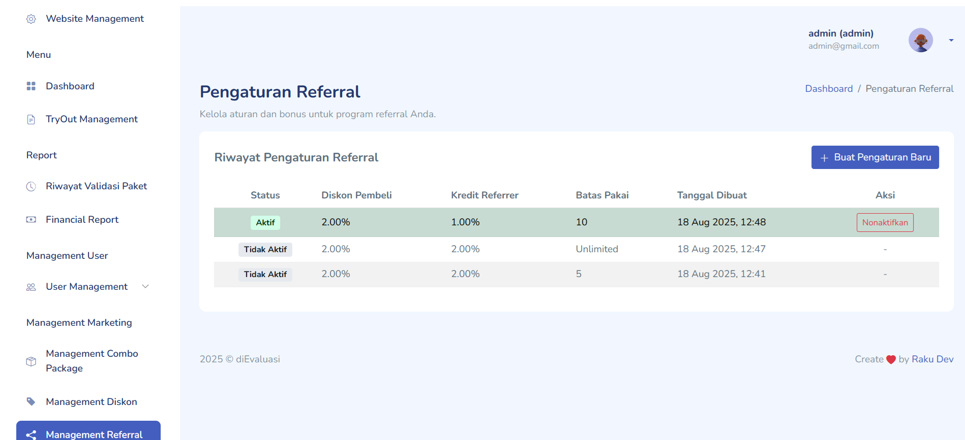 Manajemen Referral - Buat dan Lacak Kode Referral